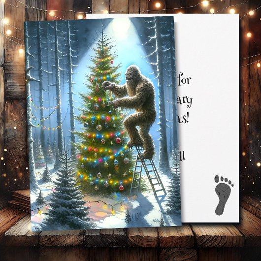Grappige Bigfoot gepersonaliseerde kerst Feestdagenkaart