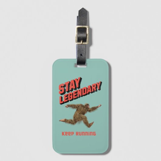 Grappige Bigfoot Hardloop Motivatie Bagagelabel (Voorkant (verticaal))
