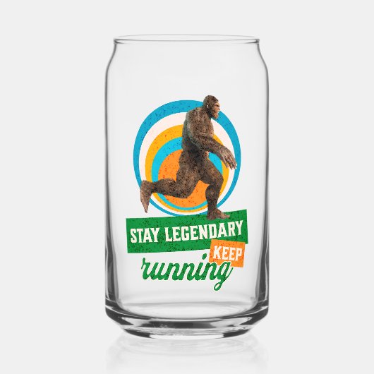Grappige Bigfoot Hardloop Motivatie Blikvorm Glas (Voorkant)