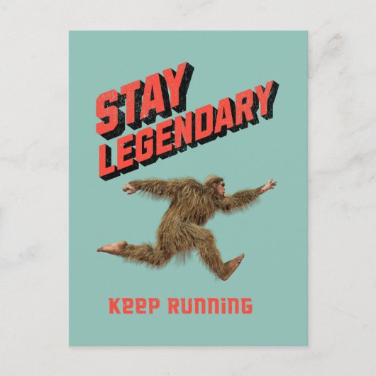 Grappige Bigfoot Hardloop Motivatie Briefkaart (Voorkant)