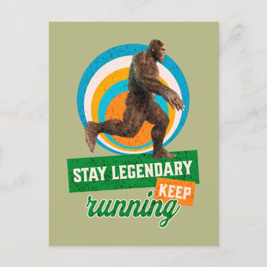 Grappige Bigfoot Hardloop Motivatie Briefkaart (Voorkant)