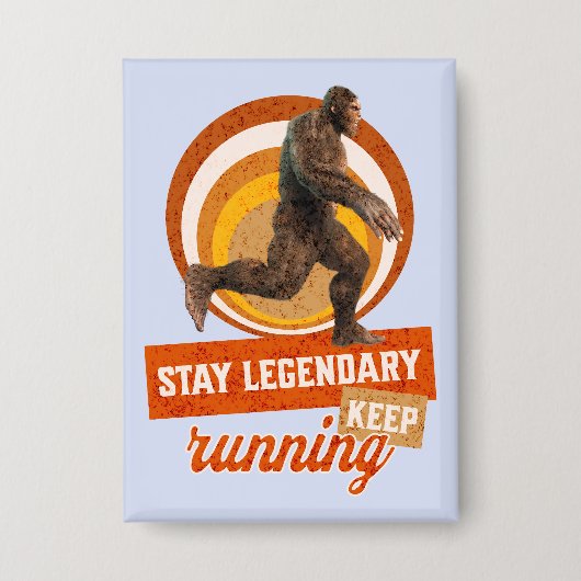 Grappige Bigfoot Hardloop Motivatie Button (Voorkant)