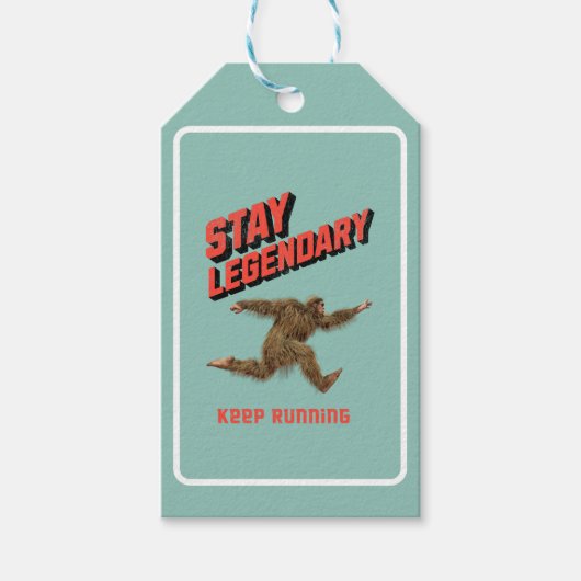 Grappige Bigfoot Hardloop Motivatie Cadeaulabel (Voorkant)