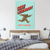 Grappige Bigfoot Hardloop Motivatie Canvas Afdruk (Insitu (Slaapkamer))
