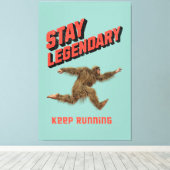 Grappige Bigfoot Hardloop Motivatie Canvas Afdruk (Insitu (Houten vloer))