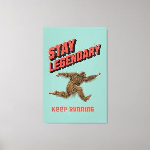 Grappige Bigfoot Hardloop Motivatie Canvas Afdruk