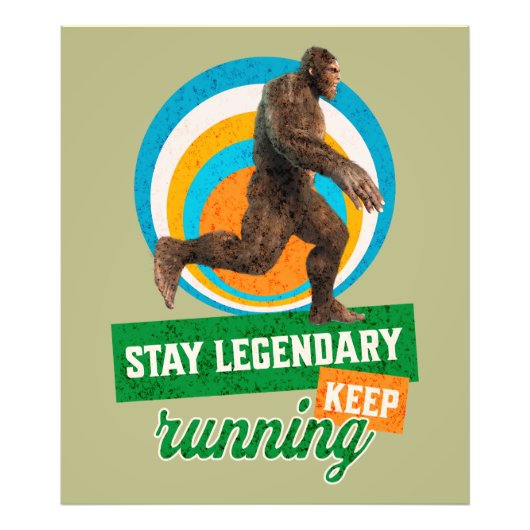 Grappige Bigfoot Hardloop Motivatie Foto Afdruk (Voorkant)