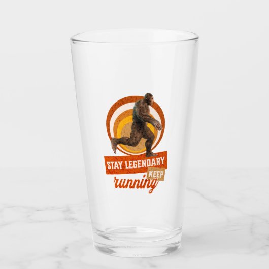 Grappige Bigfoot Hardloop Motivatie Glas (Voorkant)