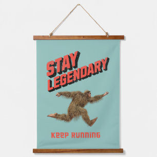 Grappige Bigfoot Hardloop Motivatie Hangend Wandkleed