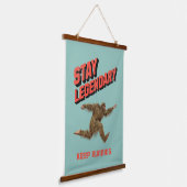 Grappige Bigfoot Hardloop Motivatie Hangend Wandkleed (Gebogen)
