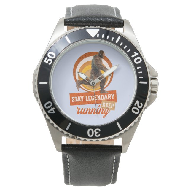 Grappige Bigfoot Hardloop Motivatie Horloge (Voorkant)