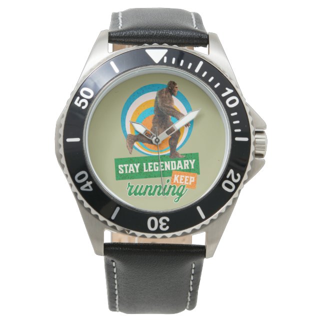 Grappige Bigfoot Hardloop Motivatie Horloge (Voorkant)