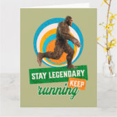 Grappige Bigfoot Hardloop Motivatie Kaart (Gele Bloem)