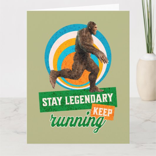 Grappige Bigfoot Hardloop Motivatie Kaart (Voorkant)