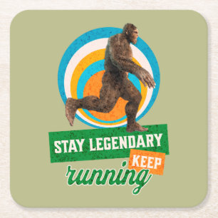 Grappige Bigfoot Hardloop Motivatie Kartonnen Onderzetters