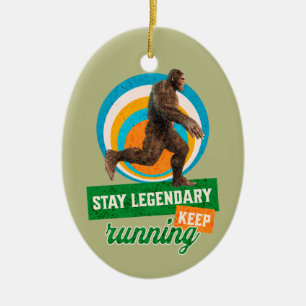 Grappige Bigfoot Hardloop Motivatie Keramisch Ornament