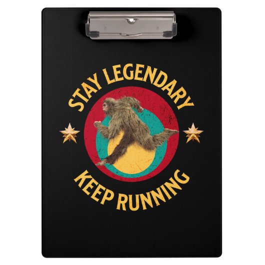 Grappige Bigfoot Hardloop Motivatie Klembord (Voorkant)