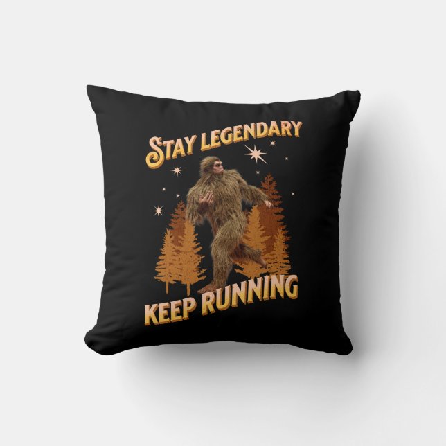 Grappige Bigfoot Hardloop Motivatie Kussen (Voorkant)