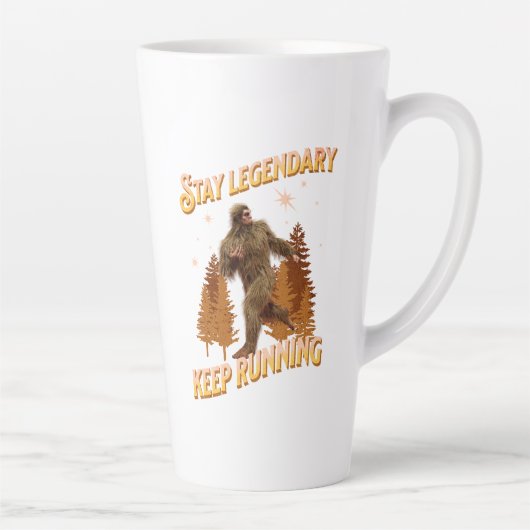 Grappige Bigfoot Hardloop Motivatie Latte Mok (Rechts)