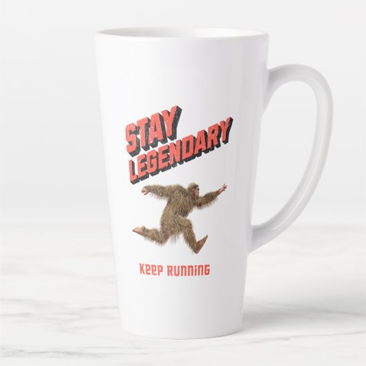 Grappige Bigfoot Hardloop Motivatie Latte Mok (Rechts)