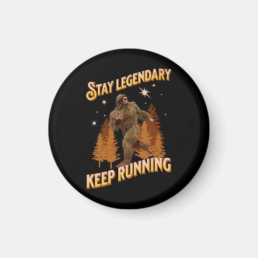 Grappige Bigfoot Hardloop Motivatie Magneet (Voorkant)