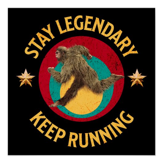 Grappige Bigfoot Hardloop Motivatie Perfect Poster (Voorkant)