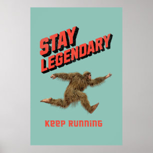Grappige Bigfoot Hardloop Motivatie Poster