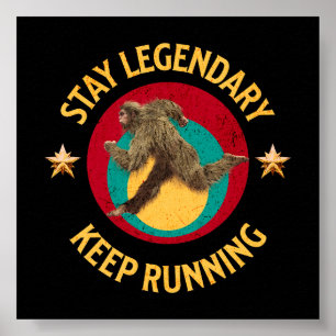 Grappige Bigfoot Hardloop Motivatie Poster