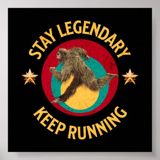 Grappige Bigfoot Hardloop Motivatie Poster (Voorkant)