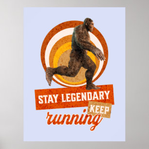 Grappige Bigfoot Hardloop Motivatie Poster