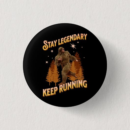 Grappige Bigfoot Hardloop Motivatie Ronde Button 3,2 Cm (Voorkant)