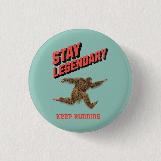 Grappige Bigfoot Hardloop Motivatie Ronde Button 3,2 Cm (Voorkant)
