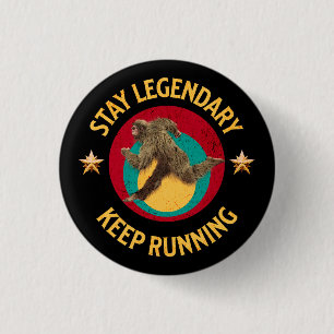 Grappige Bigfoot Hardloop Motivatie Ronde Button 3,2 Cm