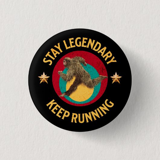 Grappige Bigfoot Hardloop Motivatie Ronde Button 3,2 Cm (Voorkant)