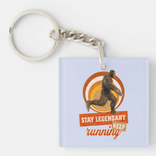 Grappige Bigfoot Hardloop Motivatie Sleutelhanger