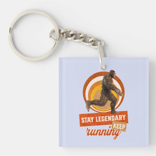 Grappige Bigfoot Hardloop Motivatie Sleutelhanger (voorkant)