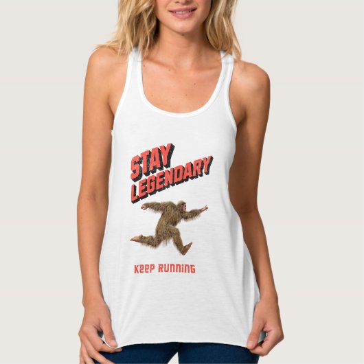 Grappige Bigfoot Hardloop Motivatie Tanktop (Voorkant)
