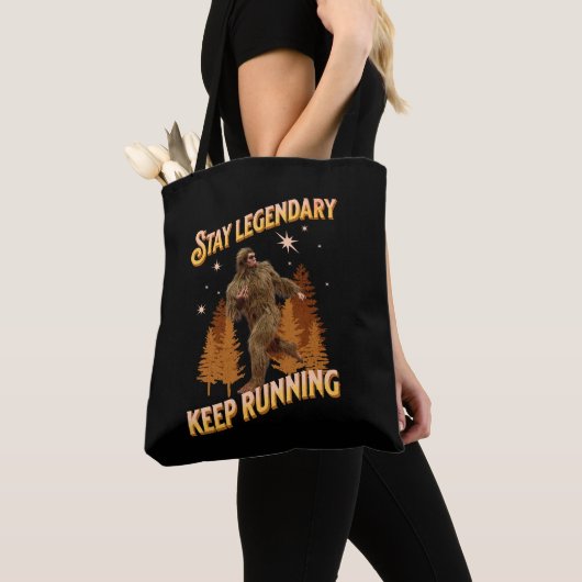 Grappige Bigfoot Hardloop Motivatie Tote Bag (Dichtbij)
