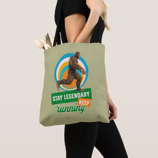 Grappige Bigfoot Hardloop Motivatie Tote Bag (Dichtbij)
