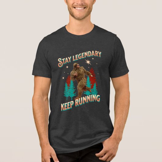 Grappige Bigfoot Hardloop Motivatie Tri-Blend Shirt (Voorkant)