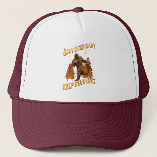 Grappige Bigfoot Hardloop Motivatie Trucker Pet (Voorkant)