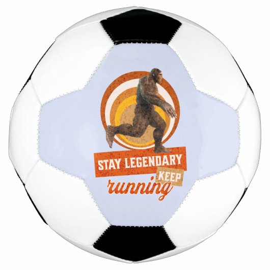 Grappige Bigfoot Hardloop Motivatie Voetbal (Voorkant)