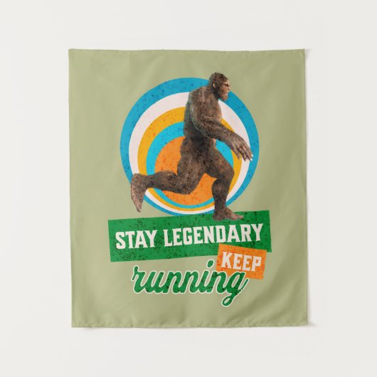 Grappige Bigfoot Hardloop Motivatie Wandkleed (Voorkant)