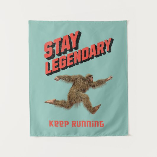 Grappige Bigfoot Hardloop Motivatie Wandkleed (Voorkant)