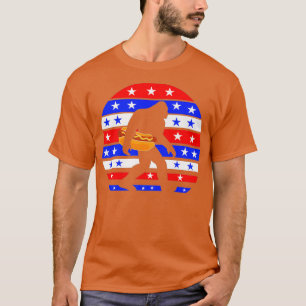 Grappige BigFoot Hot Dog Amerikaanse vlag Premium T-shirt