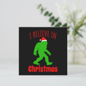 Grappige Bigfoot Ik Geloof In Kerstmis Kaart (Staand voorkant)