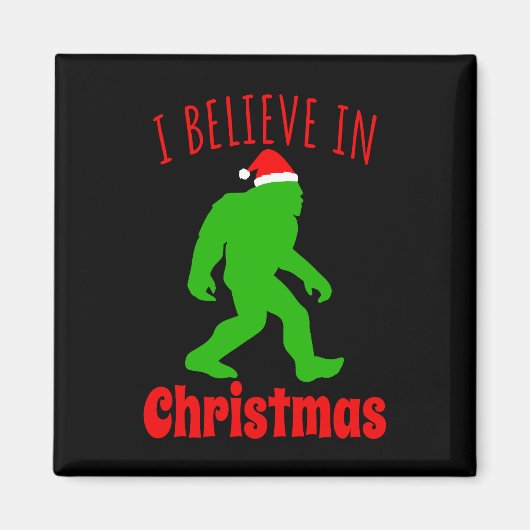 Grappige Bigfoot Ik Geloof In Kerstmis Magneet (Voorkant)