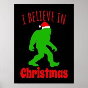 Grappige Bigfoot Ik Geloof In Kerstmis Poster