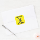 Grappige Bigfoot Ik Geloof In Vrede Vierkante Sticker (Envelop)