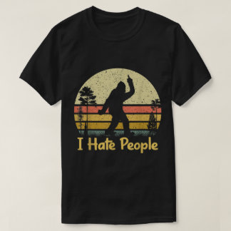 Grappige Bigfoot Ik Haat Mensen Vintage Ontwerp T-shirt